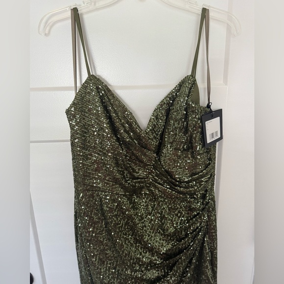 Mac Duggal 11272 Elegant Olive Green Sequin Dress - Picture 3 of 9